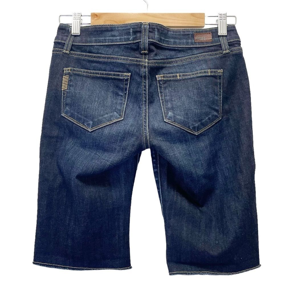 Paige Denim Bermuda Shorts in Warner Long Jean Shorts Dark Wash Size 24 | 00 - Picture 11 of 12